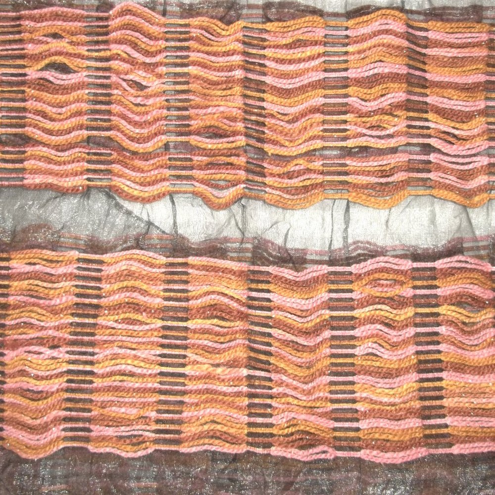 Camomilla Italia Scarf Brown Mauve Pink Orange Grey Black Long Yarn Boho S56 - Picture 7 of 7